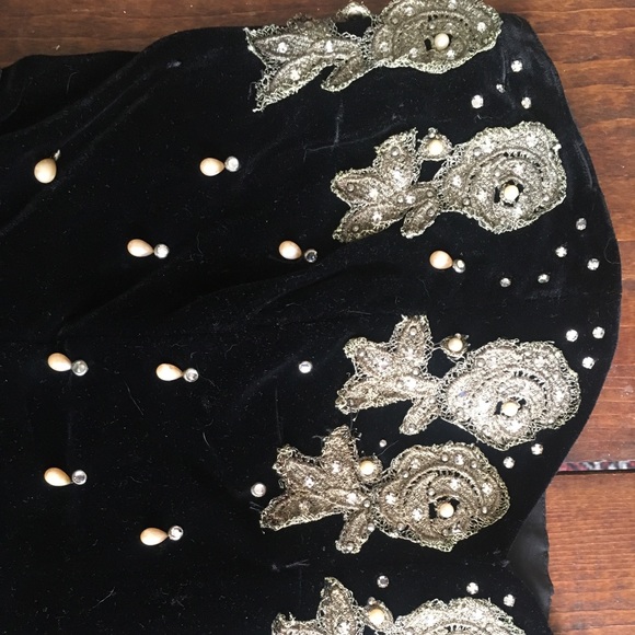 Vintage Black Velvet Cocktail Dress - Picture 2 of 8